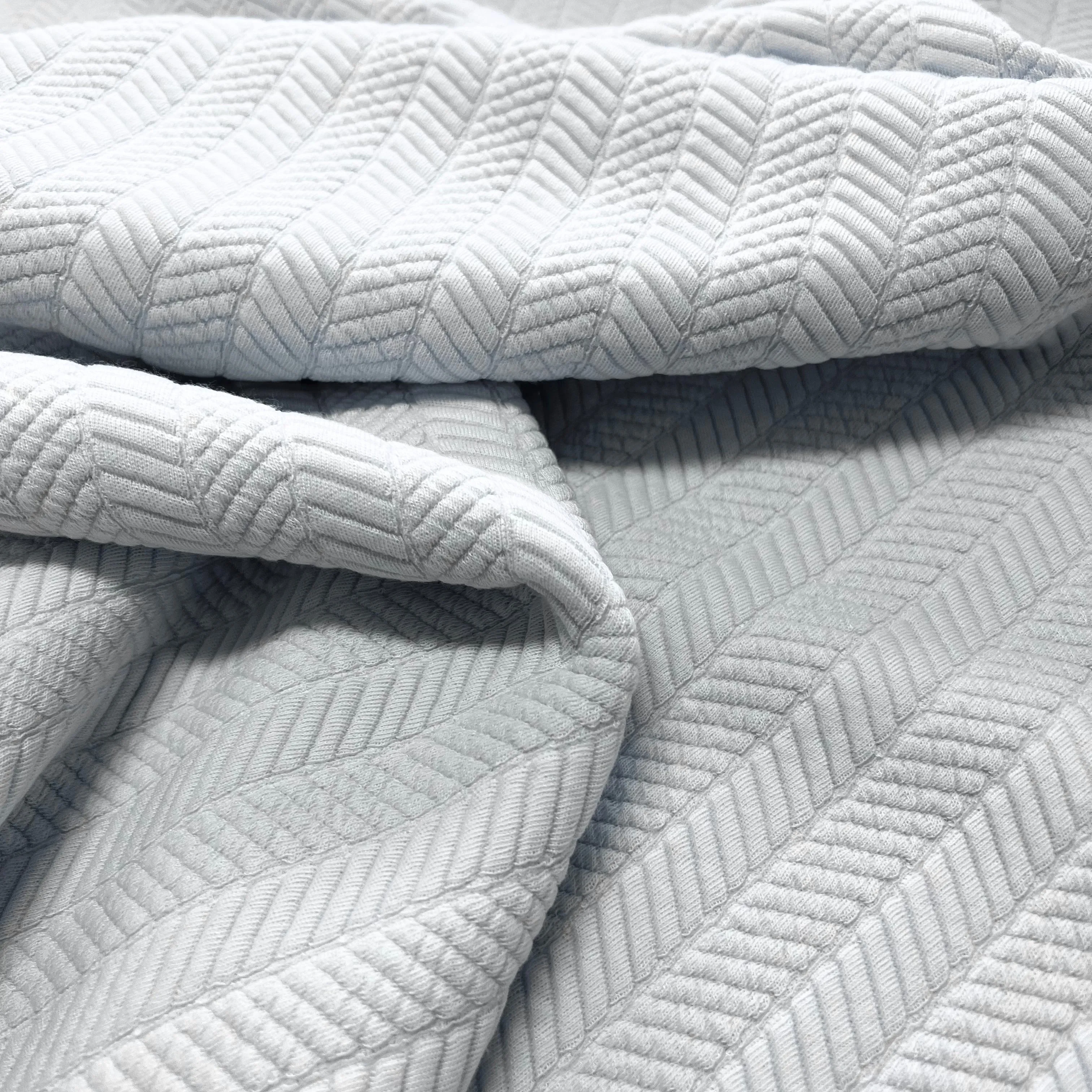 Textured Herringbone Jersey Sweatshirting - Baby Blue