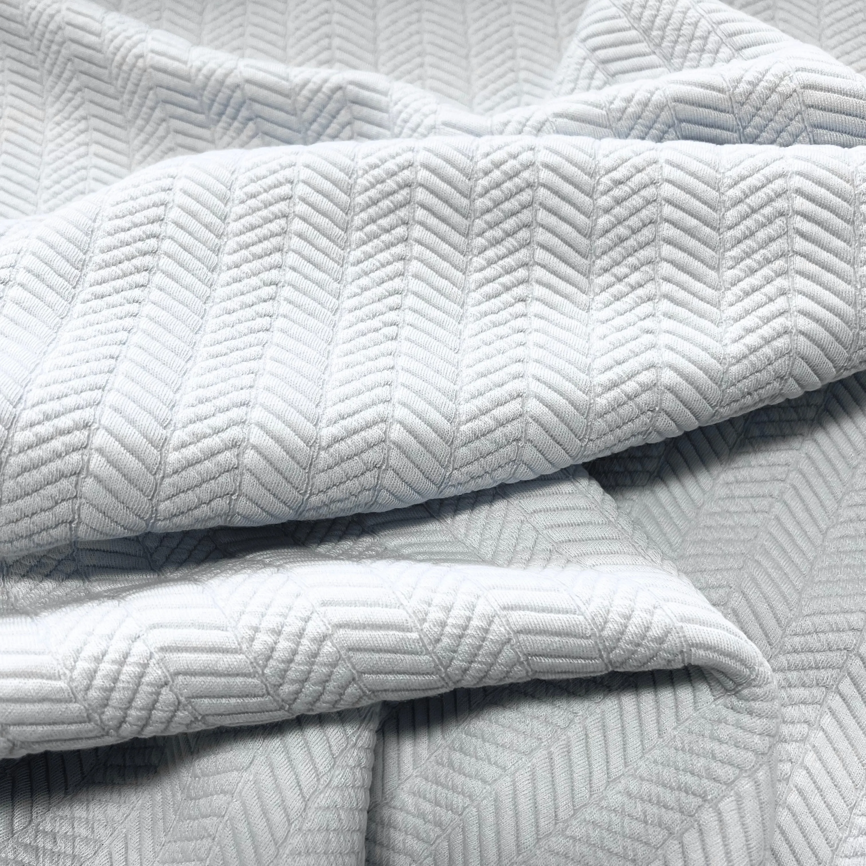 Textured Herringbone Jersey Sweatshirting - Baby Blue