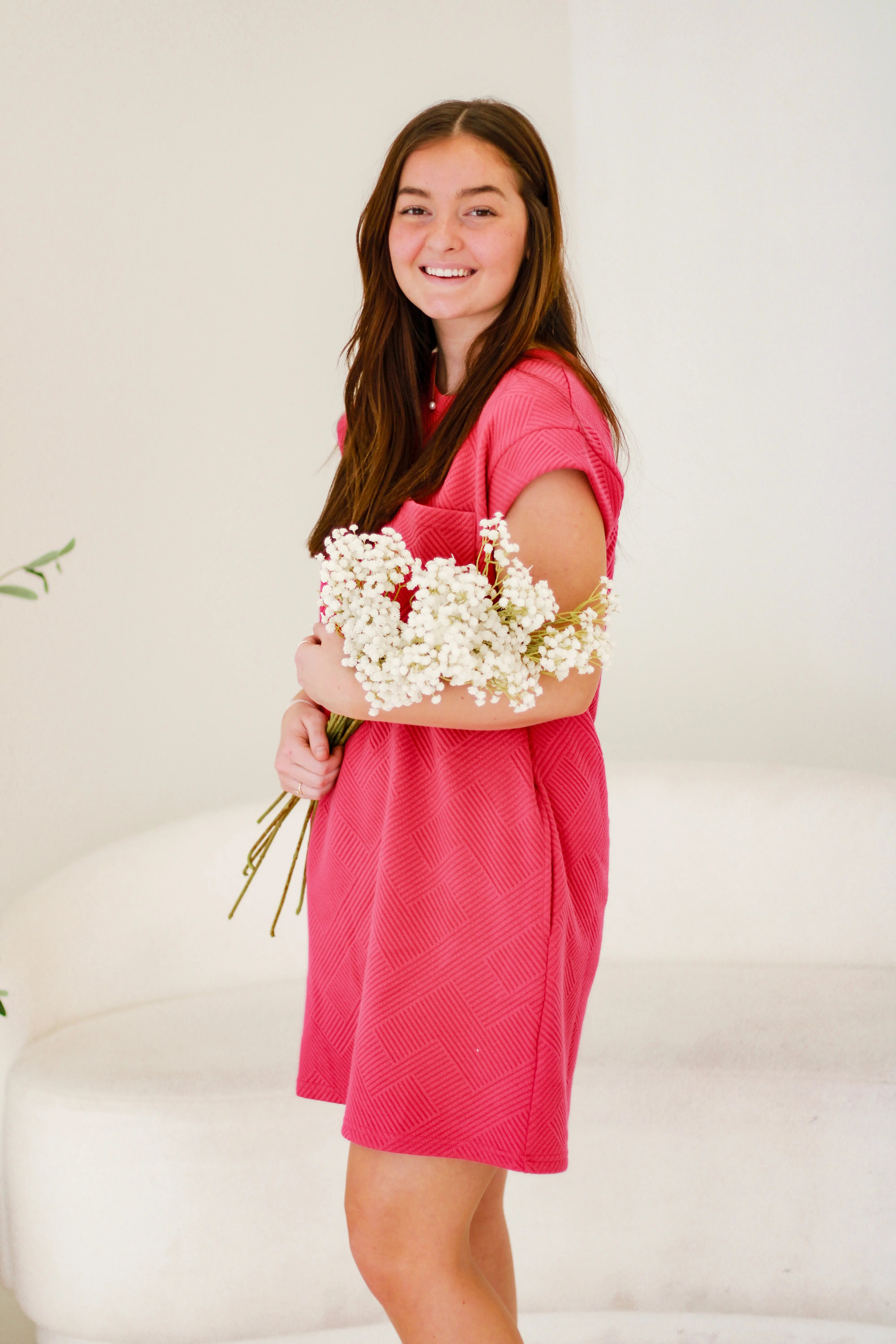 Textured in Love Fuchsia Dress