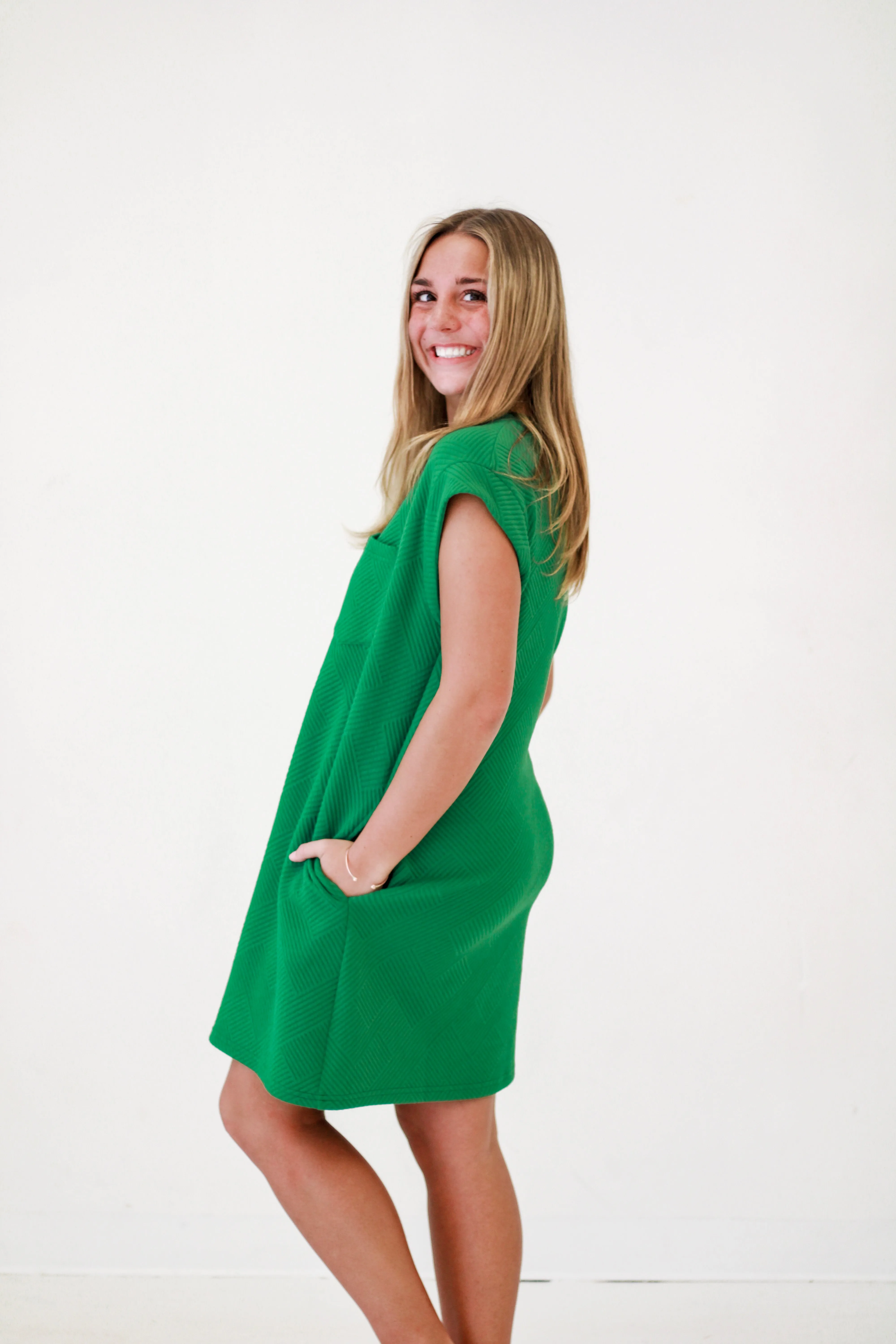 Textured in Love Green Dress