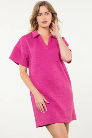 Textured Magenta Knit Dress