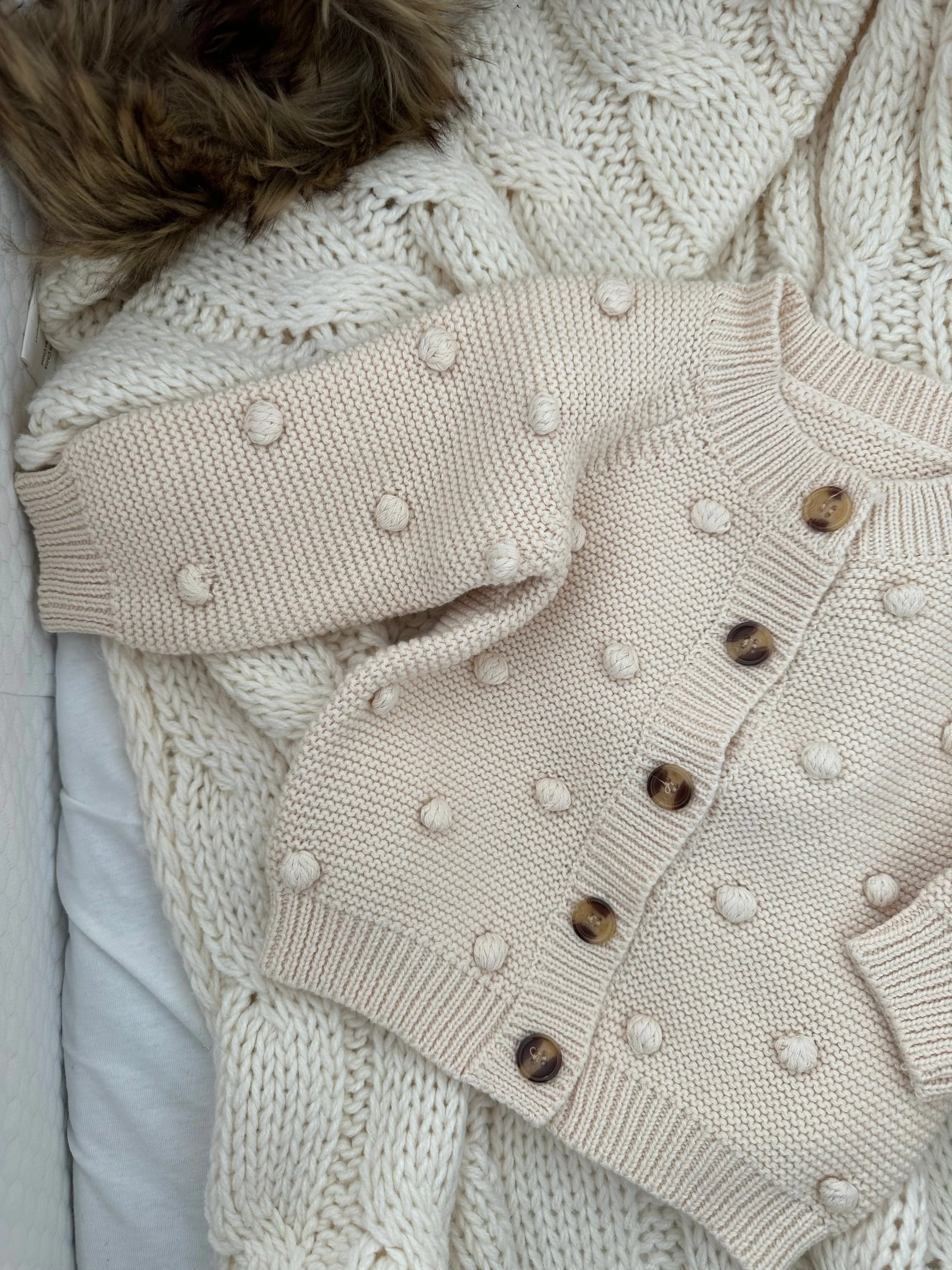 Textured Pom Pom Cardigan