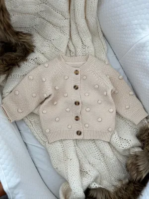 Textured Pom Pom Cardigan