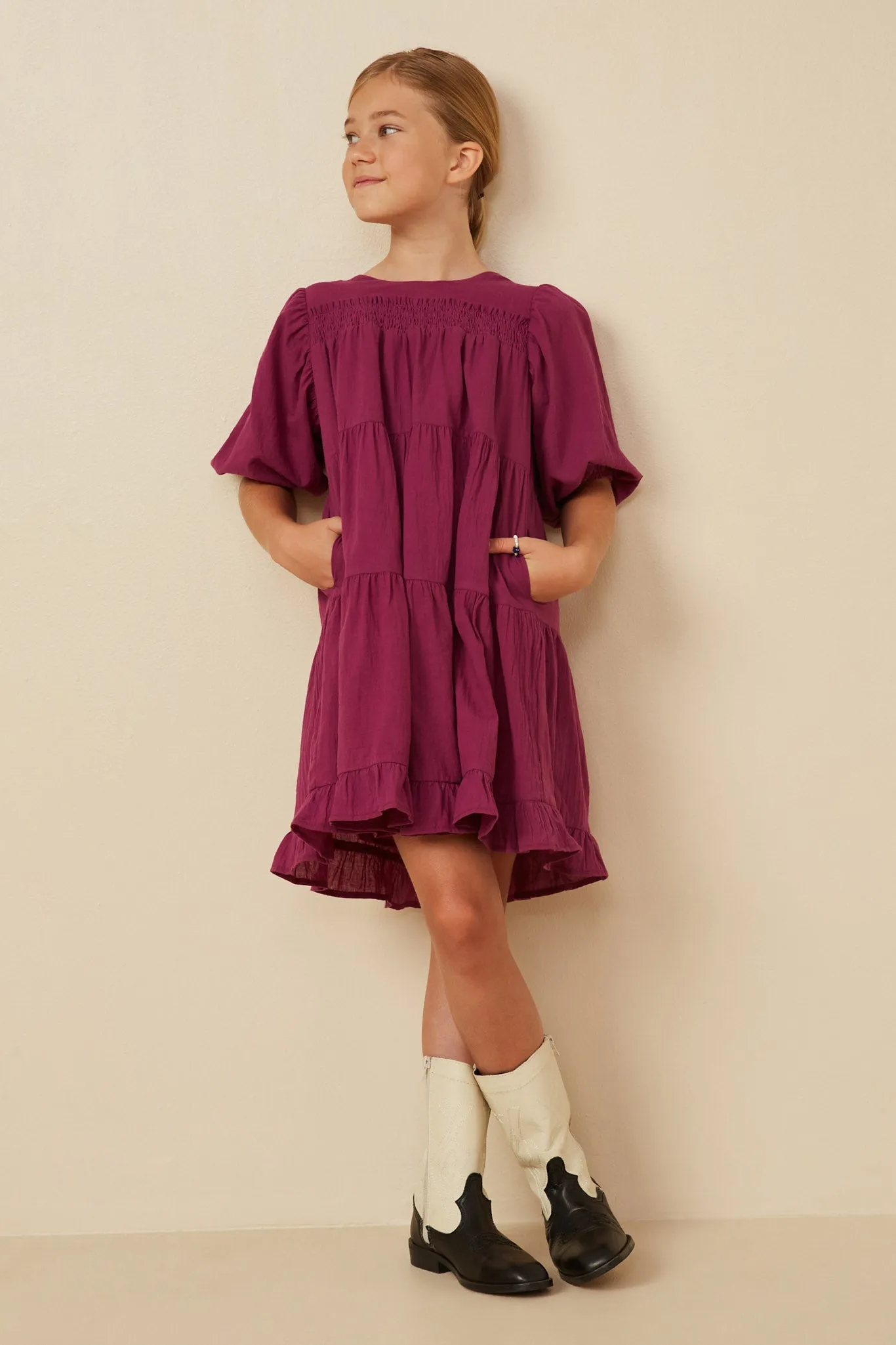 Textured Ruffle Detailed Tiered Dress