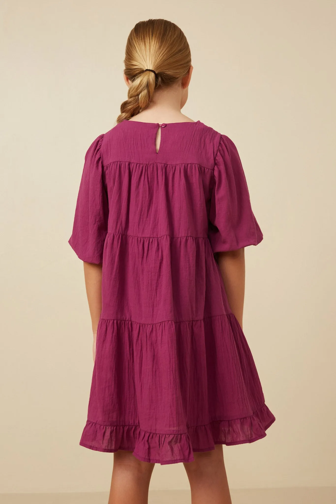 Textured Ruffle Detailed Tiered Dress