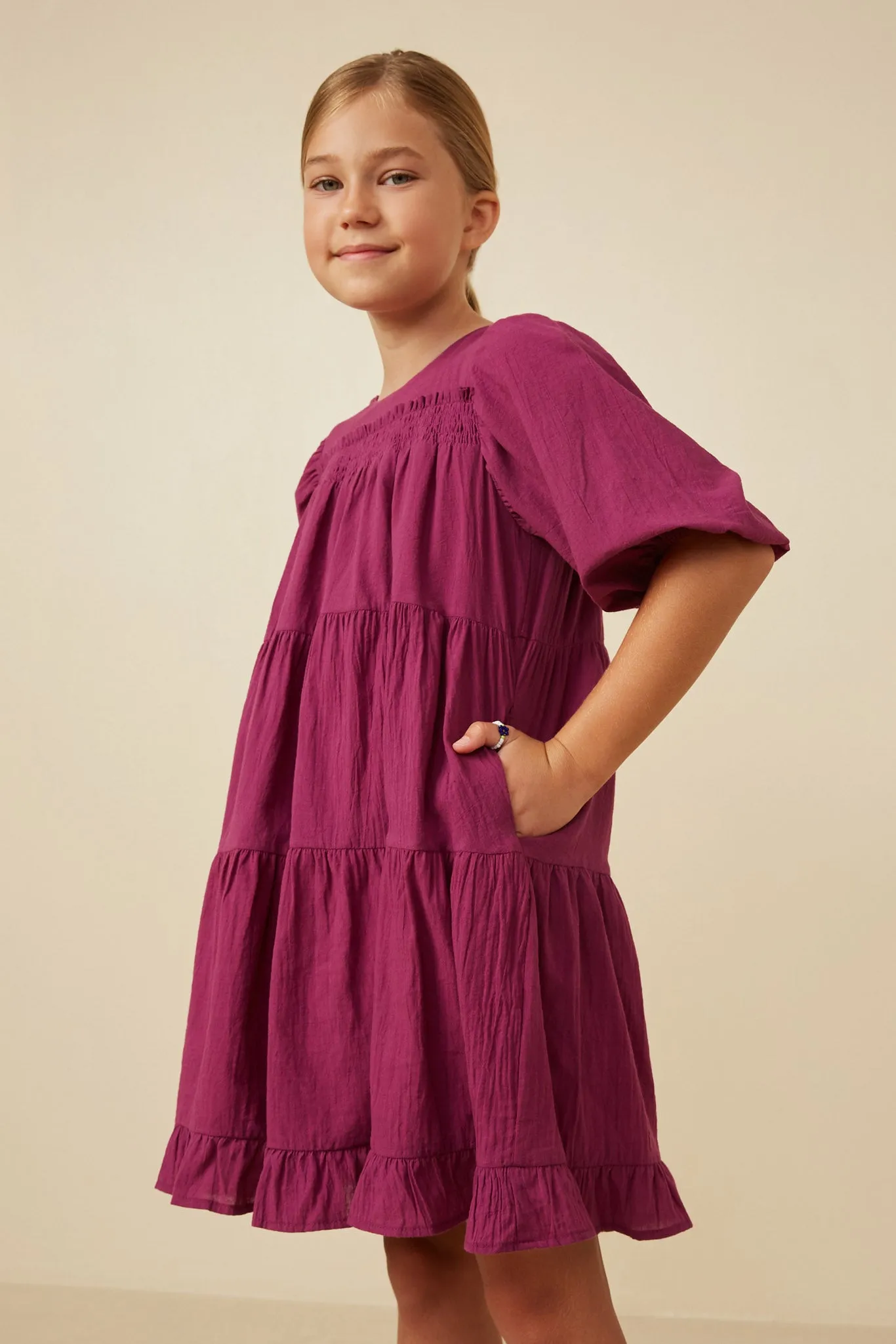 Textured Ruffle Detailed Tiered Dress