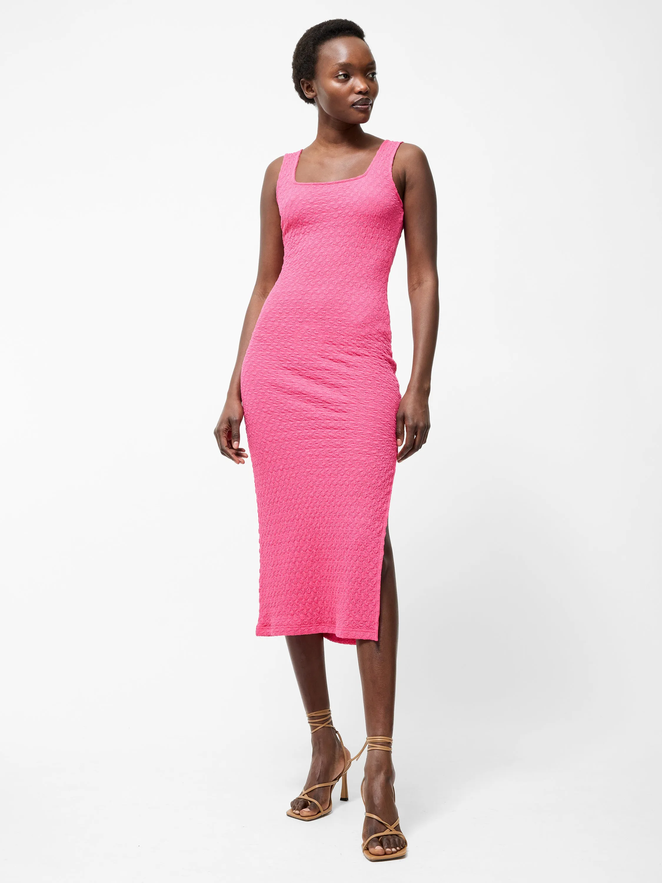 Textured Square Neck Maxi Dress