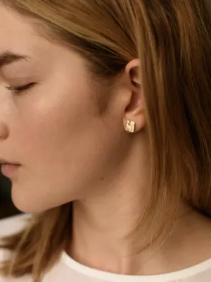 Textured Square Studs - Brass