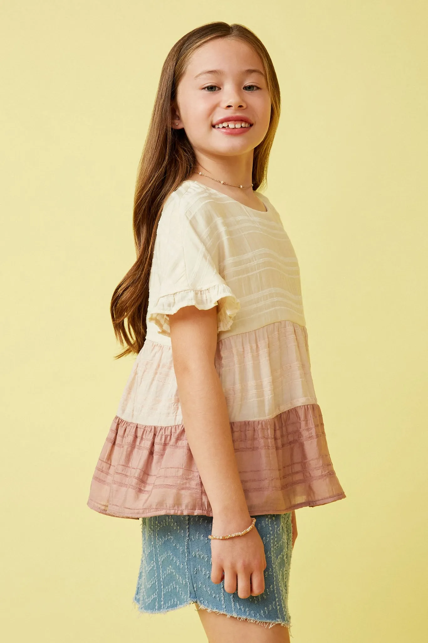 Textured Stripe Colorblock Tee