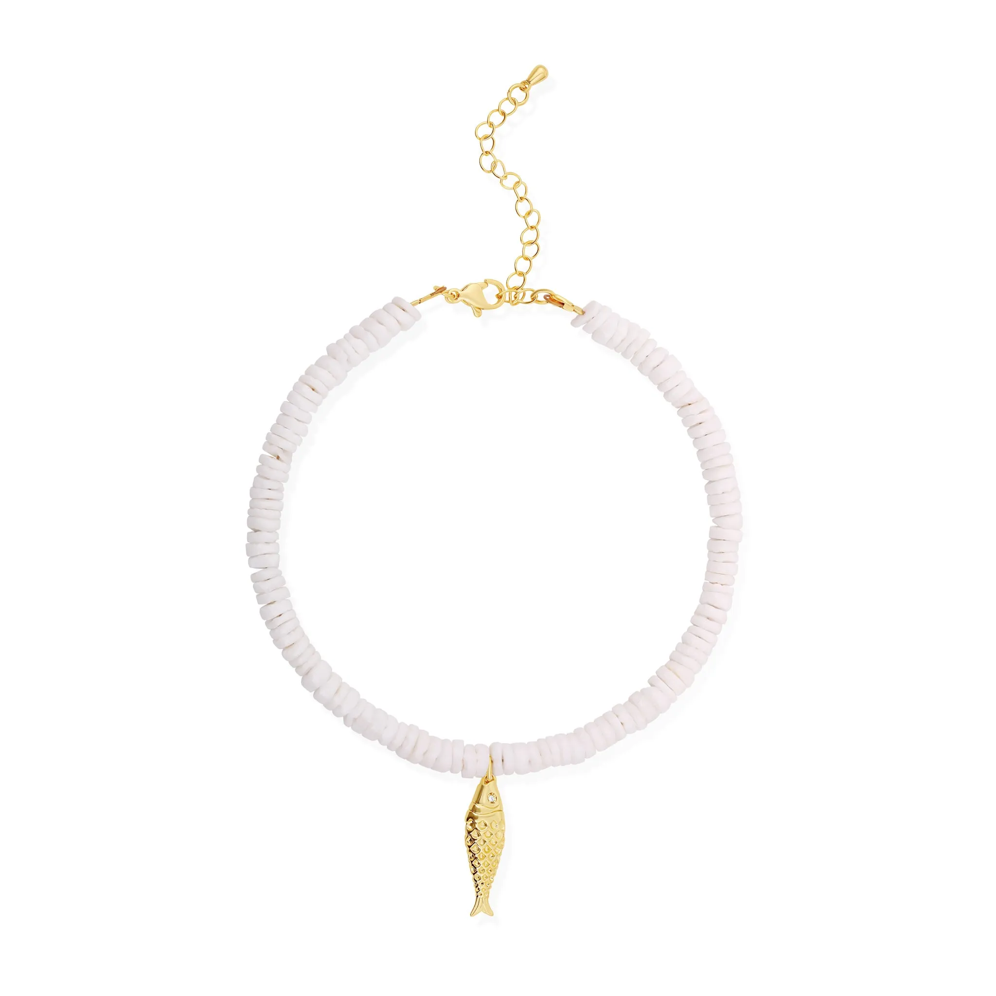 The Dangling Fish White Anklet