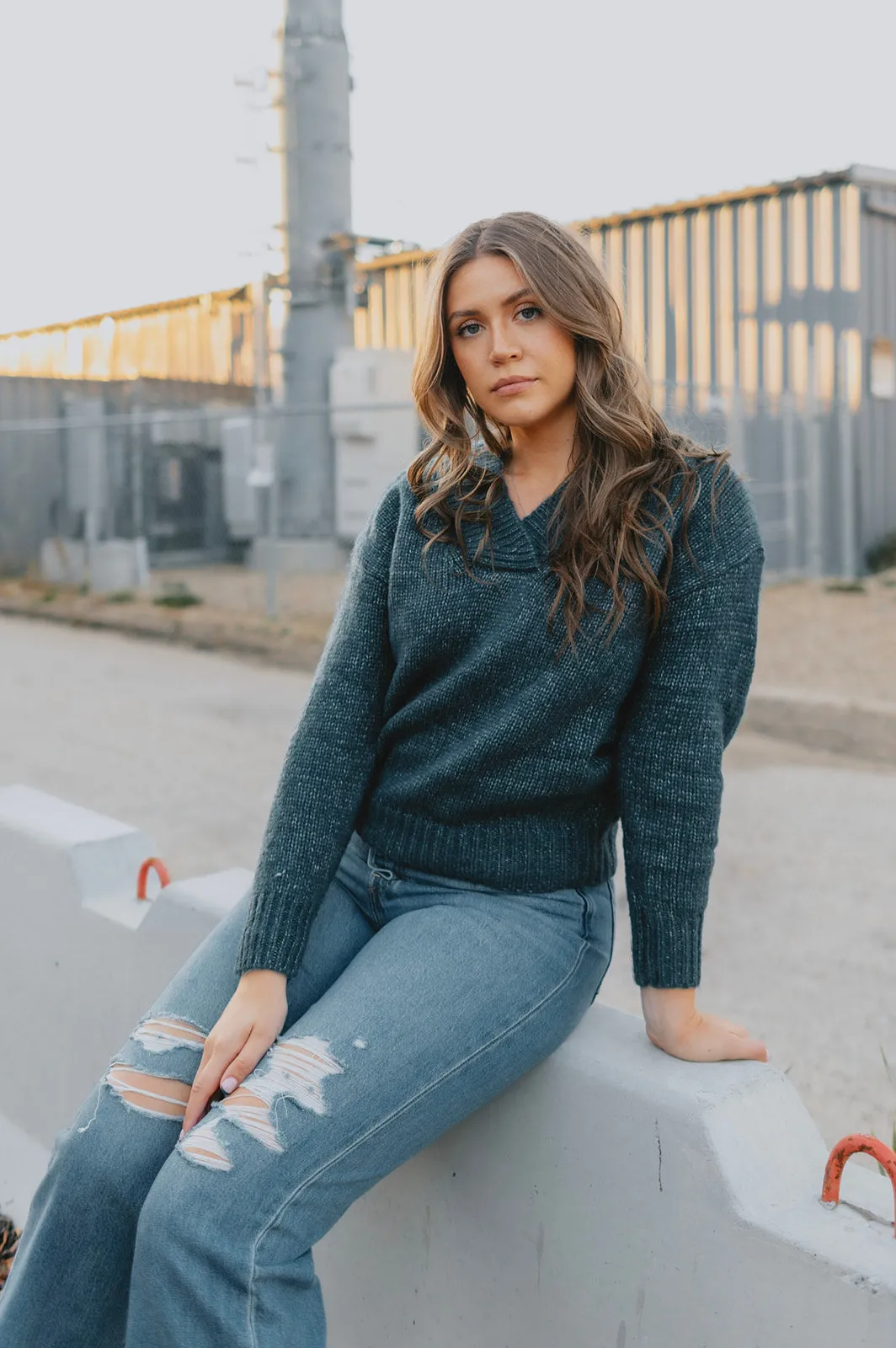The Gracie Sweater - Navy Melange