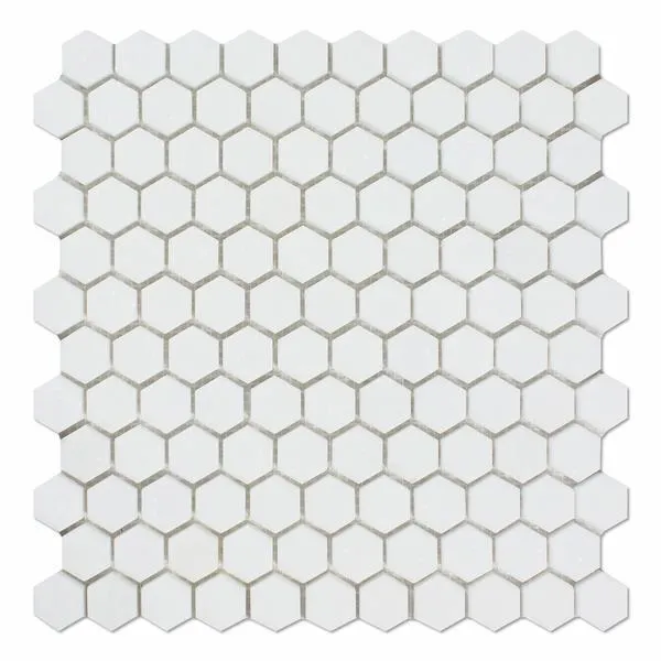 Tilefornia Thassos White 1" Hexagon  Marble Mosaic Tile