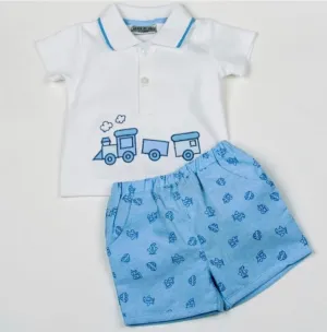 Train Polo Shirt and Shorts Set - 0-3M