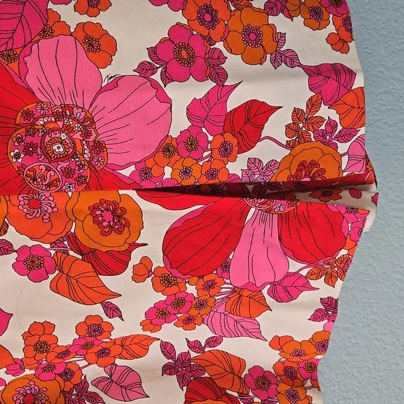 TRINA TURK Corban Skirted Shorts In Tropical Retro Floral Print Sz 14 Red Pink