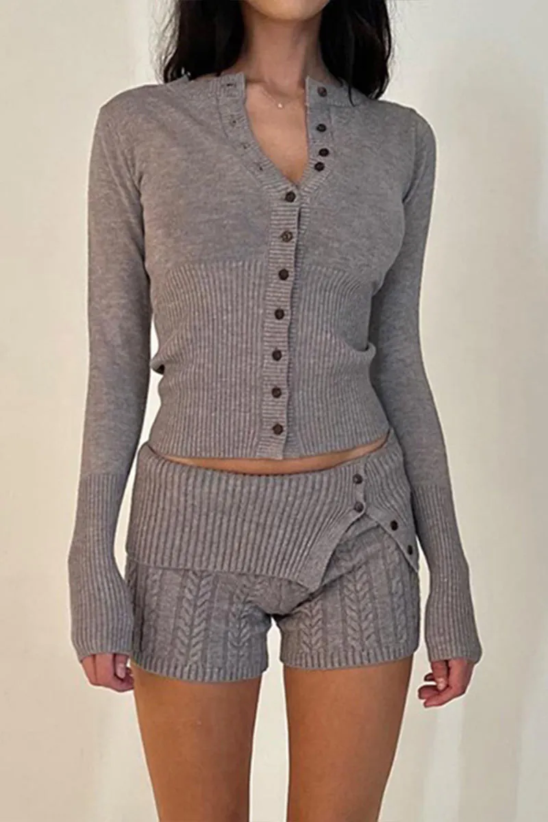 UK0276 Knitted Shirt and Shorts Set