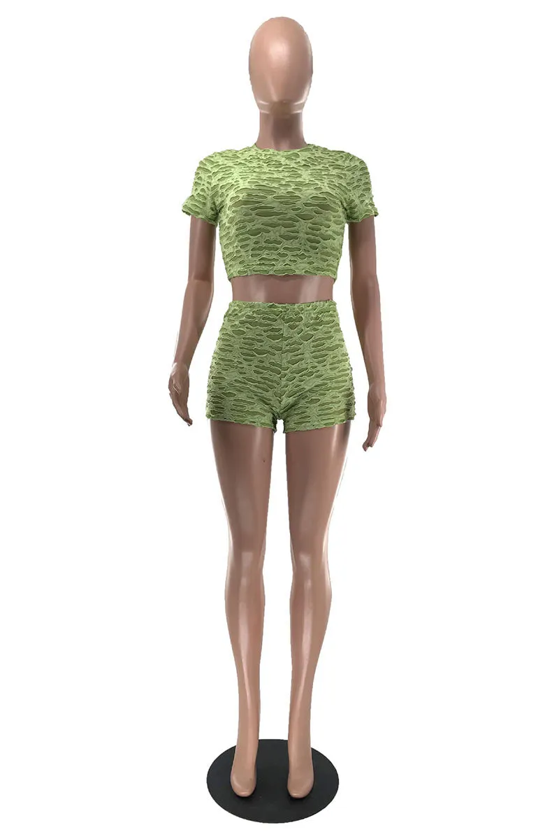 UM0409 Ragged Tee and Shorts Set