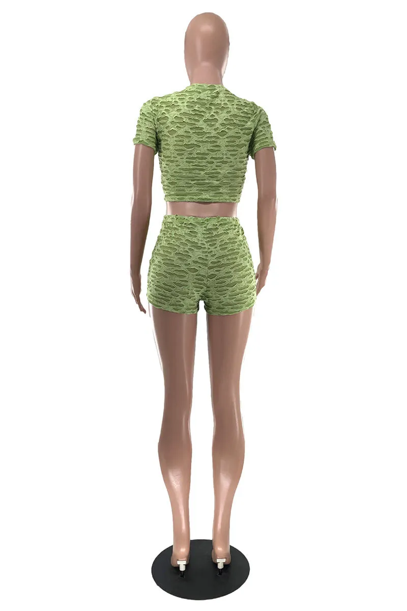 UM0409 Ragged Tee and Shorts Set
