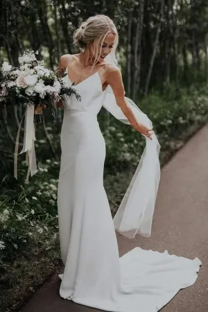 V-neckline Summer Bridal Dresses with Textured Skirt