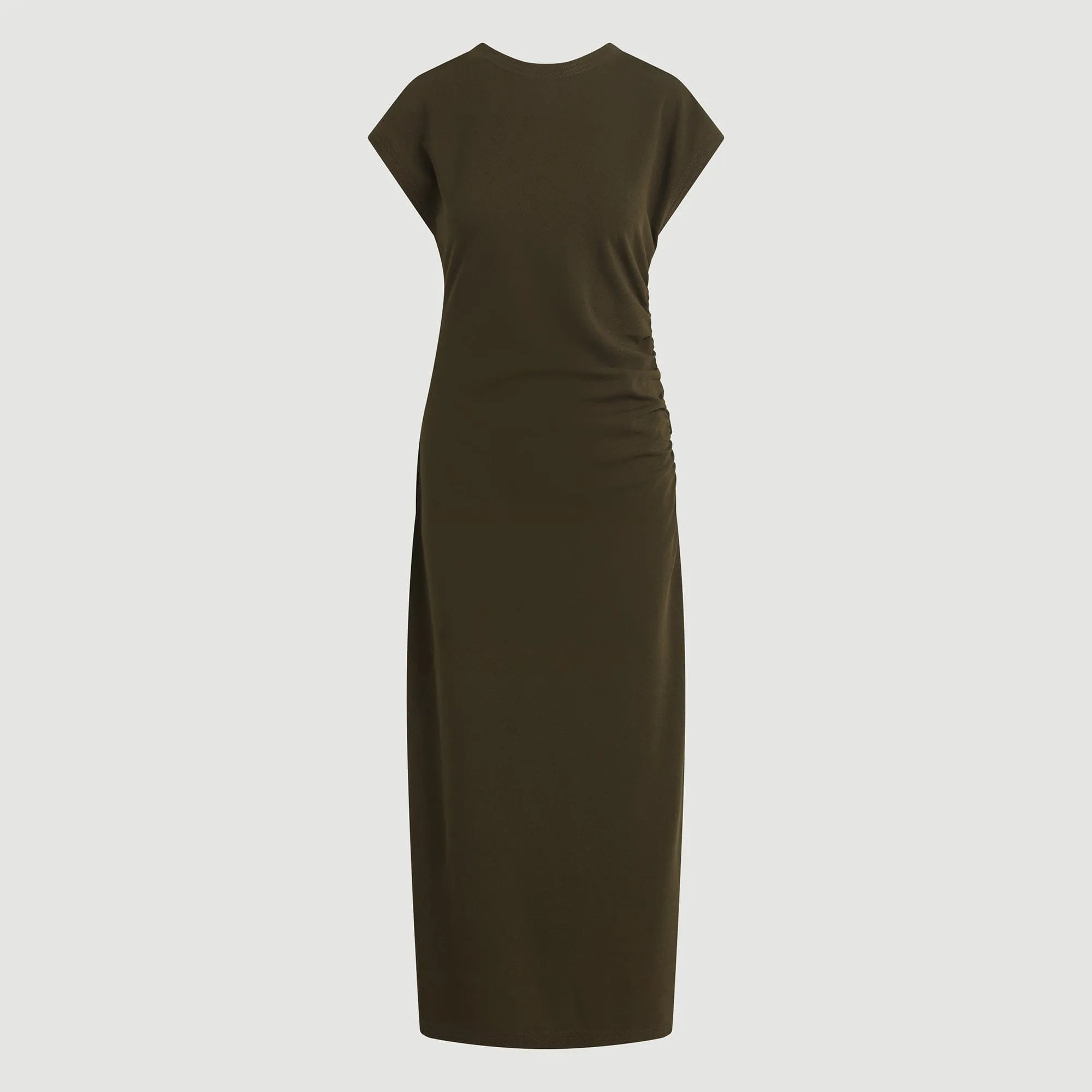Vela Contrast-Stitch Ruched-Waist Dress (Petite)