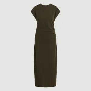 Vela Contrast-Stitch Ruched-Waist Dress (Petite)