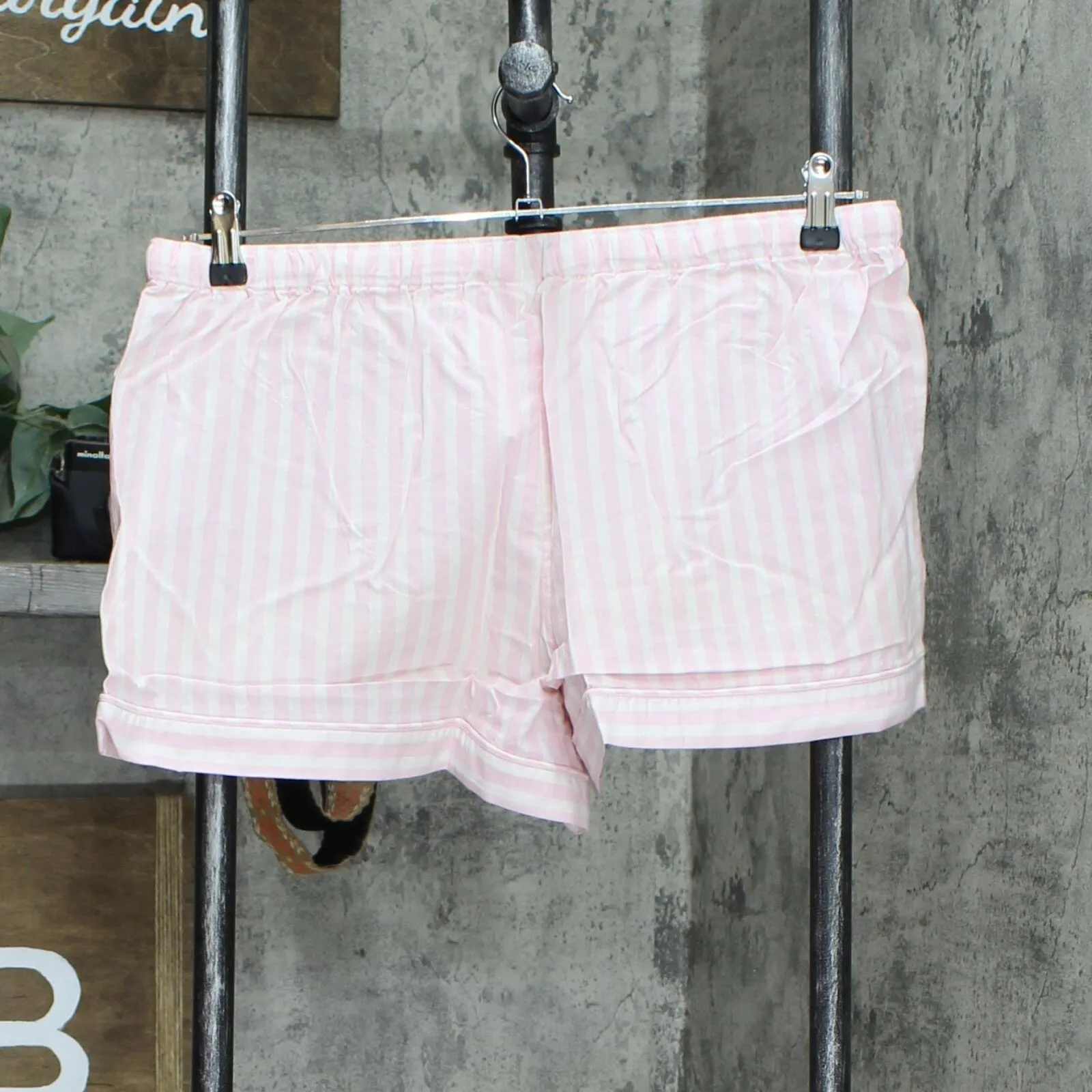 Victoria's Secret Womens Striped Cotton Pajama Shorts Top Set