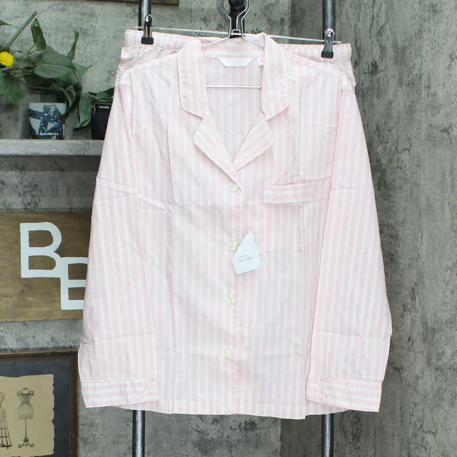 Victoria's Secret Womens Striped Cotton Pajama Shorts Top Set