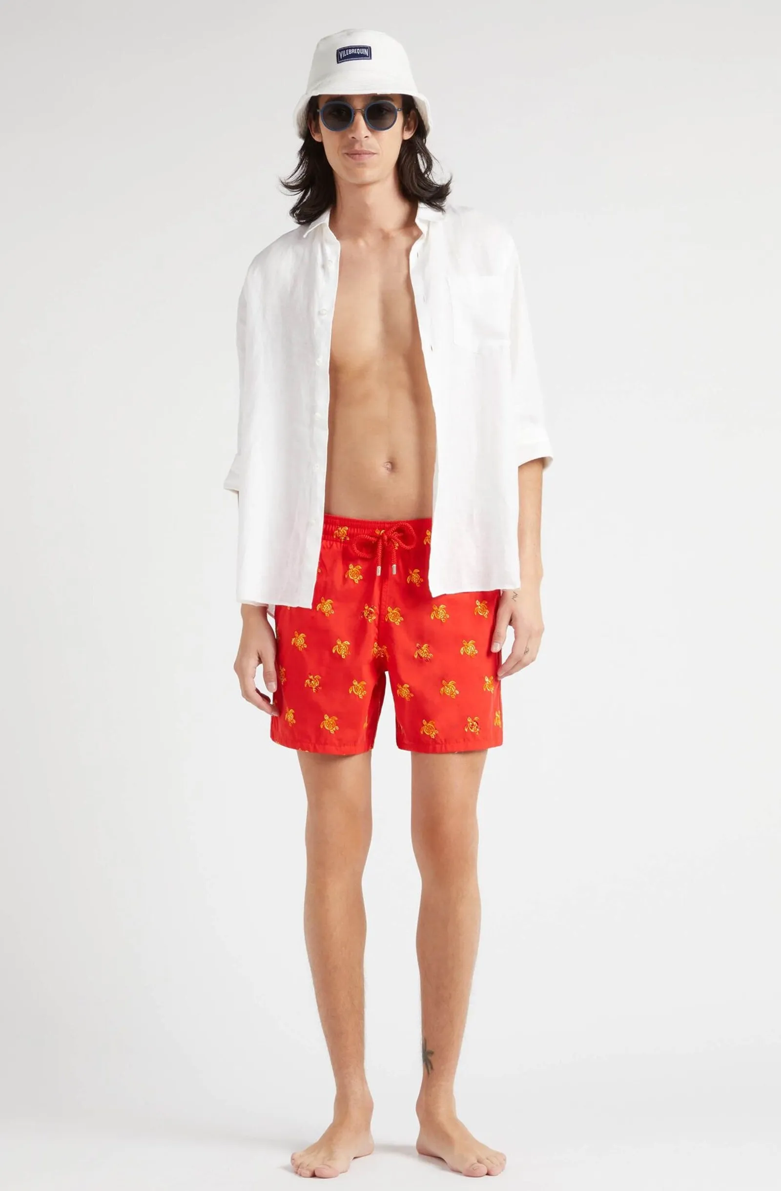 VILEBREQUIN Men Swim Shorts Embroidered Micro Ronde des Tortues Diagonal - Limited Edition