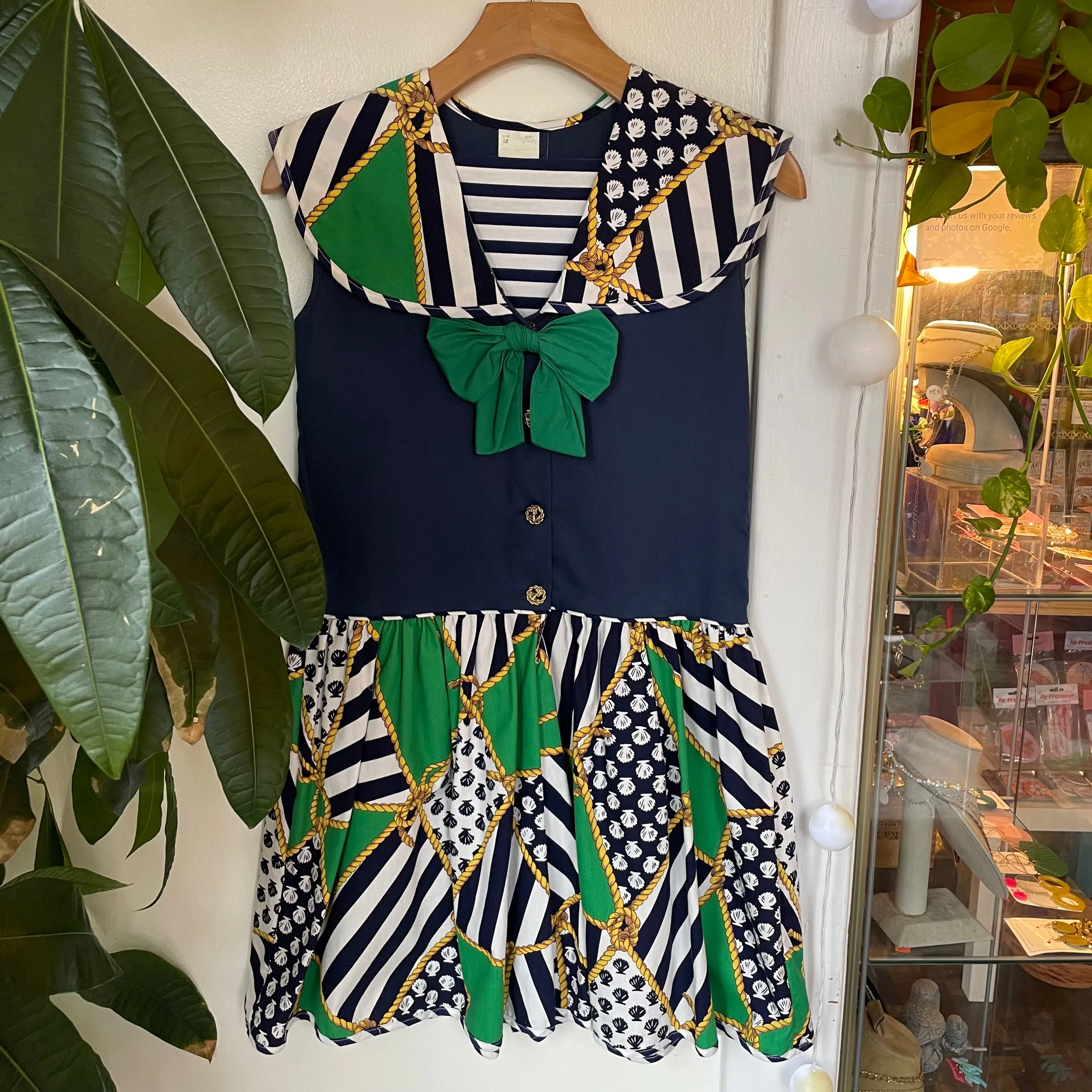 Vintage 80s 90s nautical romper // size 12 // (HT2425)