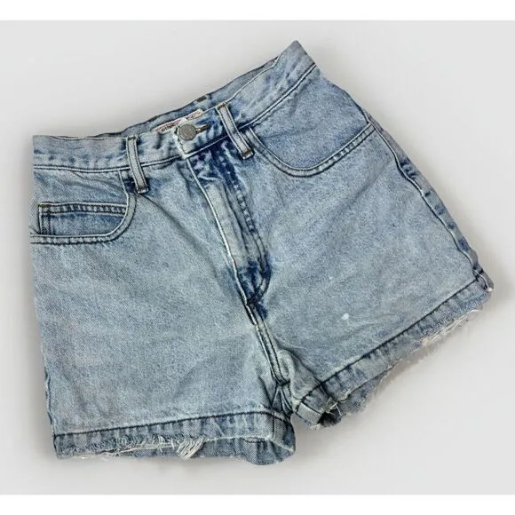 Vintage 90s Guess USA High‎ Waisted Mom Denim Shorts 24X3&quot; Distressed Cuff EUC