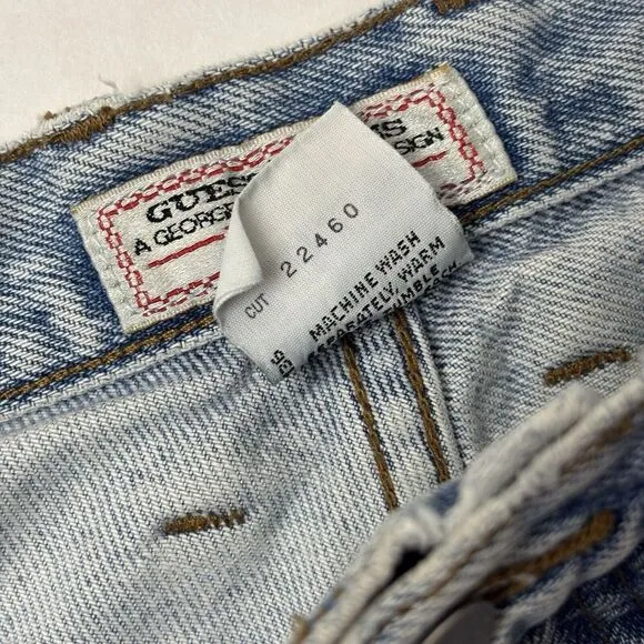 Vintage 90s Guess USA High‎ Waisted Mom Denim Shorts 24X3&quot; Distressed Cuff EUC