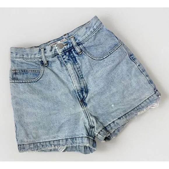 Vintage 90s Guess USA High‎ Waisted Mom Denim Shorts 24X3&quot; Distressed Cuff EUC