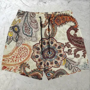 Vintage Cashew Pattern Mesh Shorts
