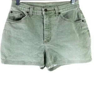 Vintage Jean Shorts 27&quot; Waist Green Denim Newport News Jeanology High Waisted