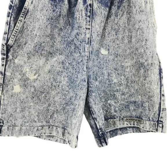 Vintage Jordache Acid Wash Pull On Jean Denim Shorts Size 12 Mom High Waisted
