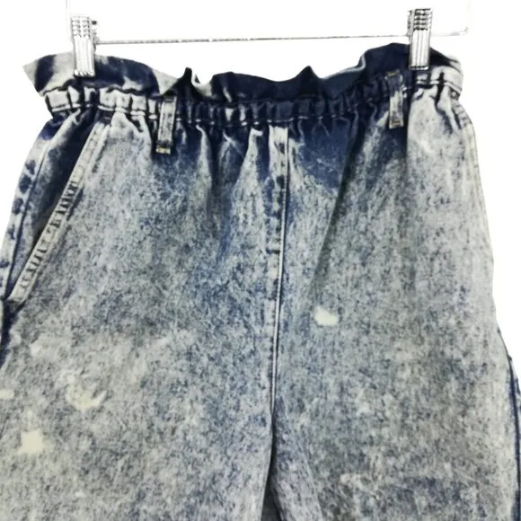 Vintage Jordache Acid Wash Pull On Jean Denim Shorts Size 12 Mom High Waisted