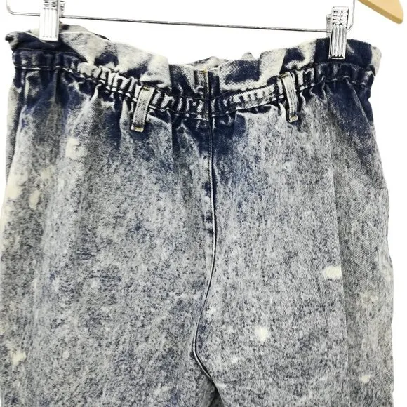 Vintage Jordache Acid Wash Pull On Jean Denim Shorts Size 12 Mom High Waisted