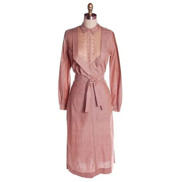 Vintage Mocha Cotton 3 Pc Dress Maison France 1940s 39-26-37