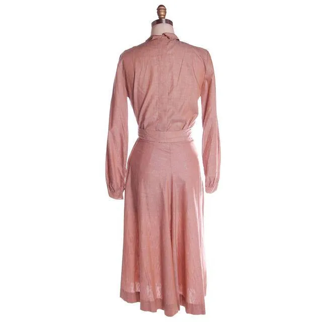 Vintage Mocha Cotton 3 Pc Dress Maison France 1940s 39-26-37