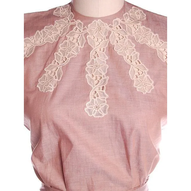 Vintage Mocha Cotton 3 Pc Dress Maison France 1940s 39-26-37