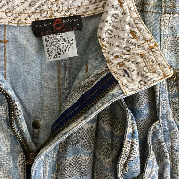 Vintage Palmer E Palmer Shorts and Top with Blue Camo and Snakeskin Pattern
