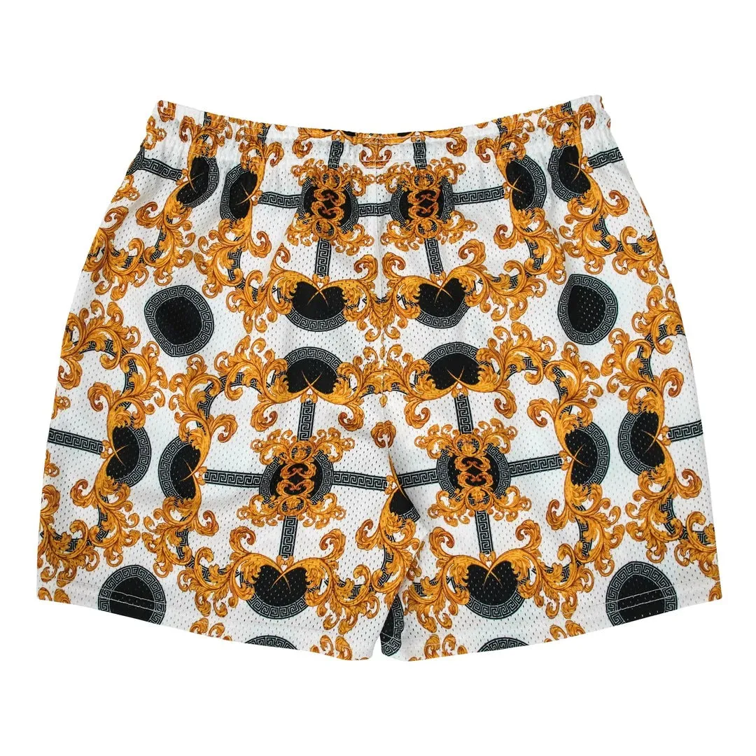 Vintage Pattern Mesh Shorts