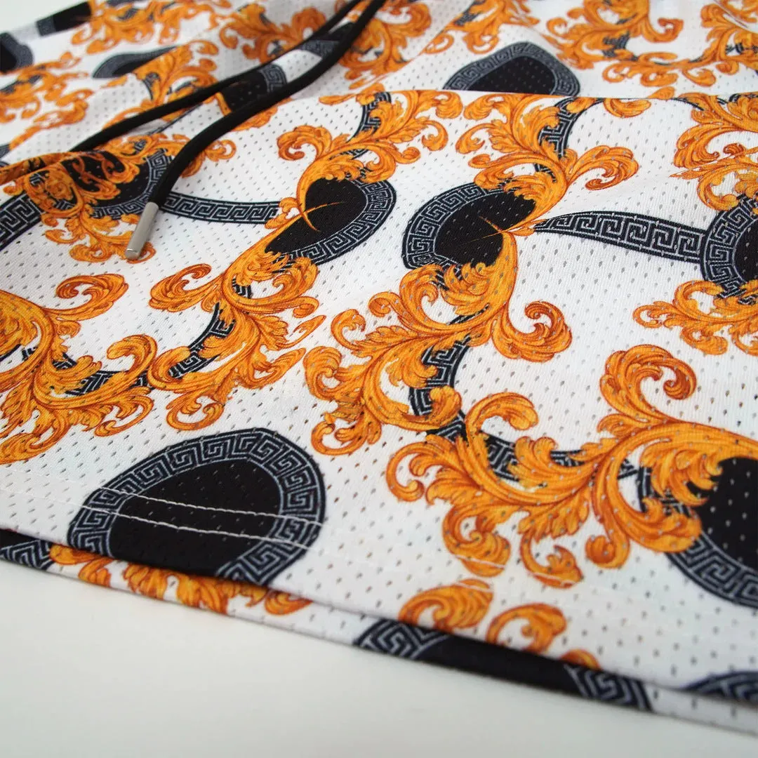 Vintage Pattern Mesh Shorts