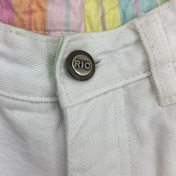 Vintage RIO White and Multi-coloured 100% Cotton High Rise Shorts