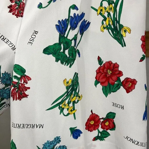 VTG collections internationale White Floral Pleated Zip Up High Waist Short Sz L