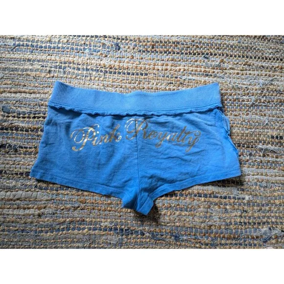 Vtg Victoria's Secret Rare Pink Royalty Fleur De Lis Bling Rhinestone Hot Pants