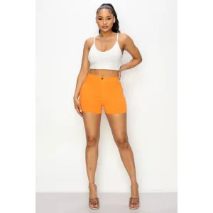 W HIGH WAISTED SUPER-STRETCH WOMEN'S COLORED SHORTS | S / Orange