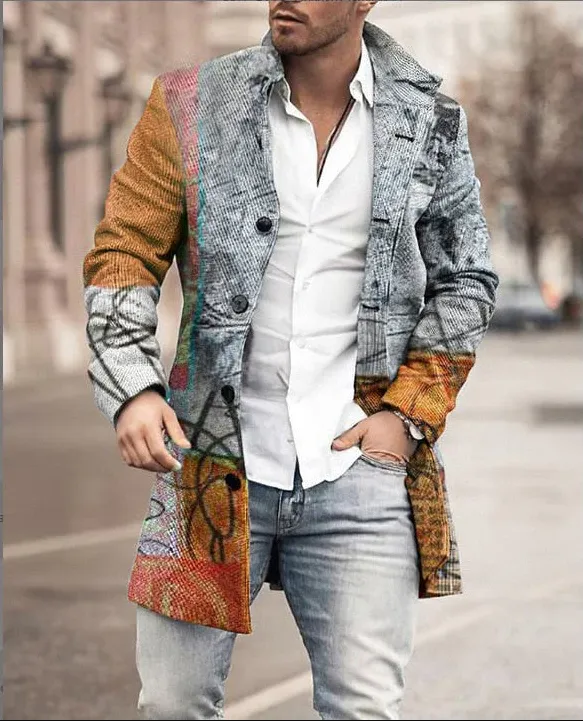 Warm men's winter coat with hood