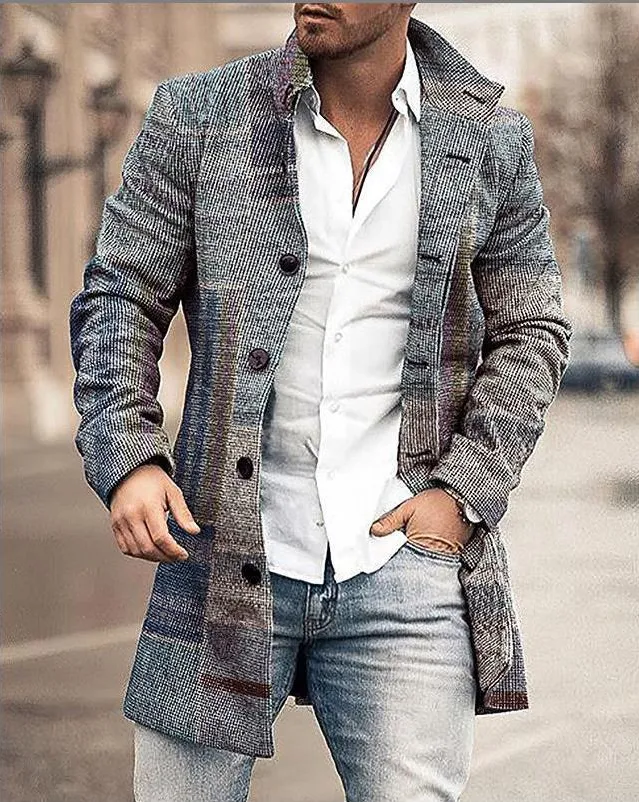 Warm men's winter coat with hood