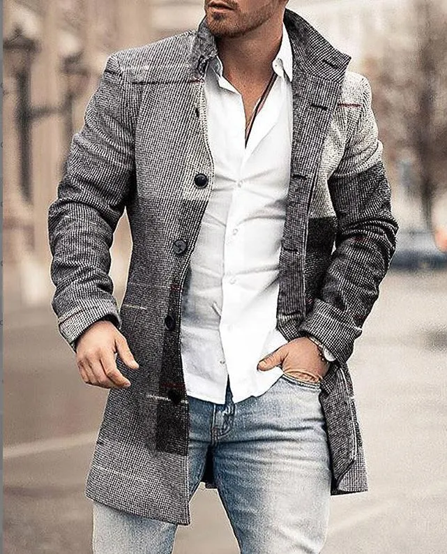 Warm men's winter coat with hood