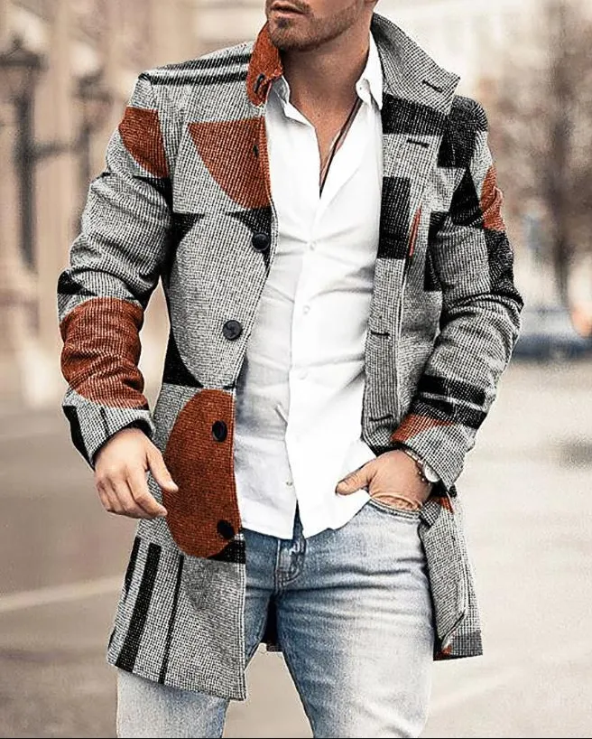 Warm men's winter coat with hood